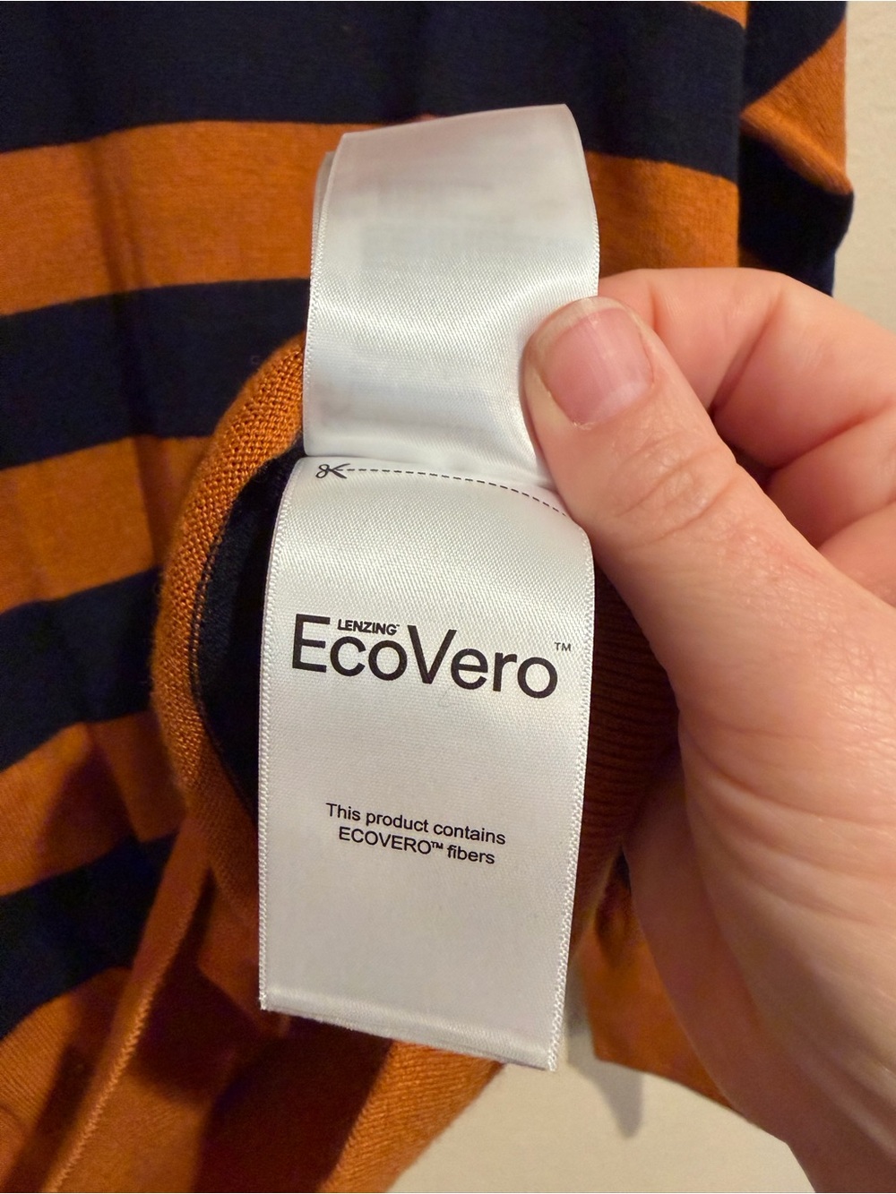 Scotch & Soda Rust & Navy Striped Crewneck Sweater, Lightweight, Viscose Blend - Picture 6 of 9